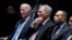 FILE - From left, U.S. President Joe Biden, then-Speaker of the House of Representatives Kevin McCarthy, House Minority Leader Hakeem Jeffries and House Majority Leader Steve Scalise listen during the National Prayer Breakfast, at the Capitol in Washington, Feb. 2, 2023.