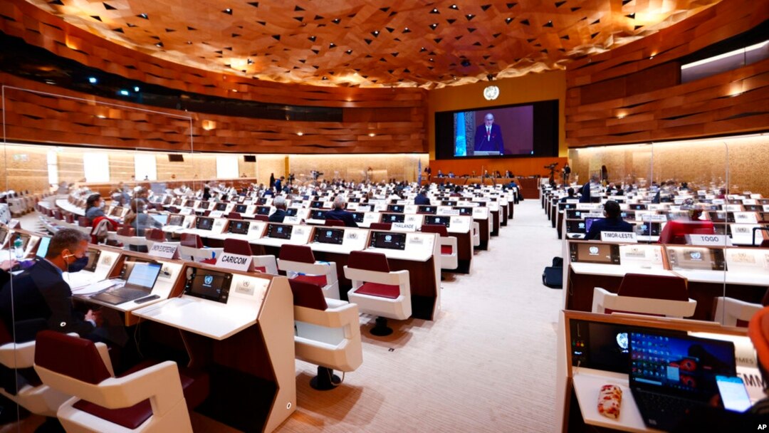 Một phiên họp của Hội đồng Nhân quyền LHQ ở Geneva, ngày 2/3/2022. 