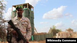 FILE - An African Union soldier is seen deployed to Bulobarde and Jalalaqsi, Somalia.