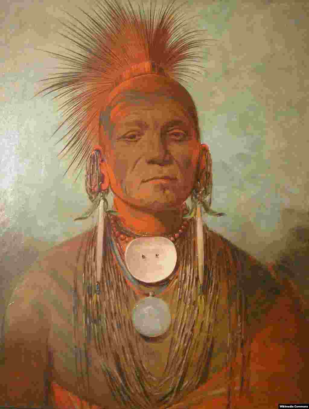 Portrait of See-non-ty-a, an Ioway healer, by George Catlin, c. 1845.