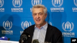 FILE - U.N. refugee chief Filippo Grandi speaks at a press conference in Nairobi, Kenya, Oct. 25, 2022.