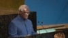 FILE - Solomon Islands Prime Minister Manasseh Sogavare addresses the United Nations General Assembly at UN headquarters in New York City on Sept. 23, 2022.