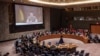  یوکرین کے صدر ولودیمیر زیلنسکی منگل 27 ستمبر کو ویڈیو کے ذریعے اقوام متحدہ کی سلامتی کونسل سے خطاب کر رہے ہیں: فوٹو اے پی۔ 
