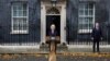 British Prime Minister Liz Truss announces her resignation outside the official Number 10 Downing Street residence, London, Britain October 20, 2022. 