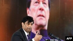 FILE - In this picture taken June 22, 2022, Pakistani news anchor Arshad Sharif speaks during an event on 'Regime Change Conspiracy and Pakistan's Destabilization' in Islamabad. Arshad Sharif was shot dead in Kenya, his wife said on Oct. 24, 2022.