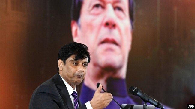 FILE - In this picture taken June 22, 2022, Pakistani news anchor Arshad Sharif speaks during an event on 'Regime Change Conspiracy and Pakistan's Destabilization' in Islamabad. Arshad Sharif was shot dead in Kenya, his wife said on Oct. 24, 2022.