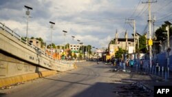 FILE - A street is seen empty during a national strike against rising fuel prices, in Port-au-Prince, Haiti, Sept. 28, 2022.