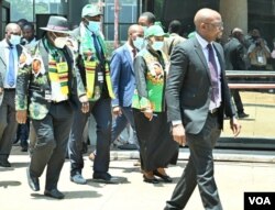 Obert Mpofu and Constantino Chiwenga attending Zanu PF Politburo meeting in Harare.