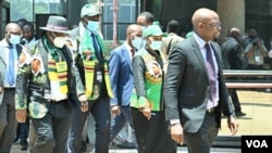 Obert Mpofu and Constantino Chiwenga attending Zanu PF Politburo meeting in Harare.