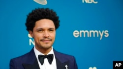 FILE - Trevor Noah arrives at the 74th Primetime Emmy Awards on Sept. 12, 2022, at the Microsoft Theater in Los Angeles. 