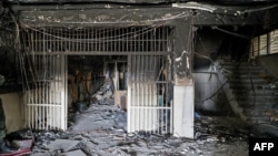 A picture obtained from the Iranian Mizan News Agency, Oct. 16, 2022 shows damage caused by a fire in the notorious Evin prison, northwest of the Iranian capital Tehran.