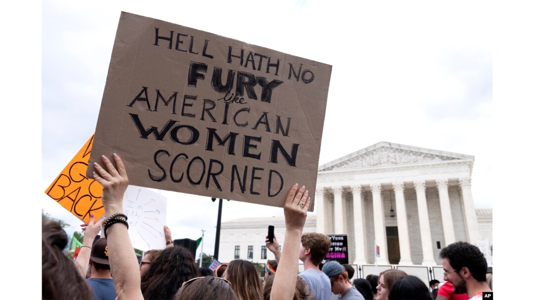 FILE - People protest at the Supreme Court following the high court's decision to overturn Roe v. Wade in Washington, June 24, 2022.