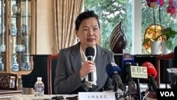 台灣經濟部長王美花2022年10月13日在華盛頓西北區雙橡園舉行記者會。(美國之音鍾辰芳拍攝)