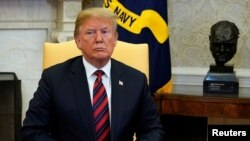 U.S. President Donald Trump in the Oval Office of the White House in Washington, May 26, 2018.