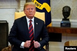 U.S. President Donald Trump in the Oval Office of the White House in Washington, May 26, 2018.