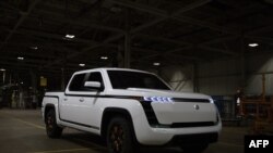 FILE: Lordstown Motors, unveils their new electric pickup truck “Endurance” in Lordstown, Ohio, on October 15, 2020. Lordstown Motors said on June 27, 2023, it has filed for bankruptcy protection and is suing Foxconn after a dispute with the Taiwanese electronics giant. 