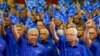 United Malays National Organization (UMNO) and Barisan National (National Front) coalition President Ahmad Zahid Hamidi, front left, and caretaker Prime Minister Ismail Sabri Yaakob, front right, wave flags in Kuala Lumpur, Malaysia on Nov. 1, 2022. 