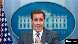 John Kirby, National Security Council Coordinator for Strategic Communications, answers questions at the White House daily press briefing in Washington, U.S., September 16, 2022. REUTERS/Evelyn Hockstein