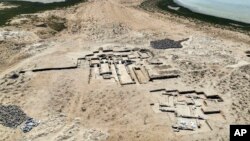 This handout photo from the Department of Archaeology and Tourism of Umm al-Quwain shows an ancient Christian monastery uncovered on Siniyah Island in Umm al-Quwain, United Arab Emirates. (Nasser Muhsen Bin Tooq/Department of Archaeology and Tourism of Umm al-Quwain via AP)