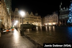 A deserted Grand Place in Brussels, Nov. 23, 2015.