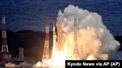 The H3 Launch Vehicle No. 5, carrying the "Michibiki No. 6," lifts off at a launch pad in Tanegashima Space Center in Tanegashima, southern Japan, Sunday Feb. 2, 2025.