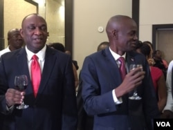 Haiti's President-elect Jovenel Moise participates in a toast with Senate leader Youri Latortue on the eve of the inauguration in Port-au-Prince, Haiti. (Photo: VOA Creole Service)