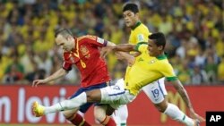 Spain-Andres Iniesta, Brazil's-Luiz Gustavo