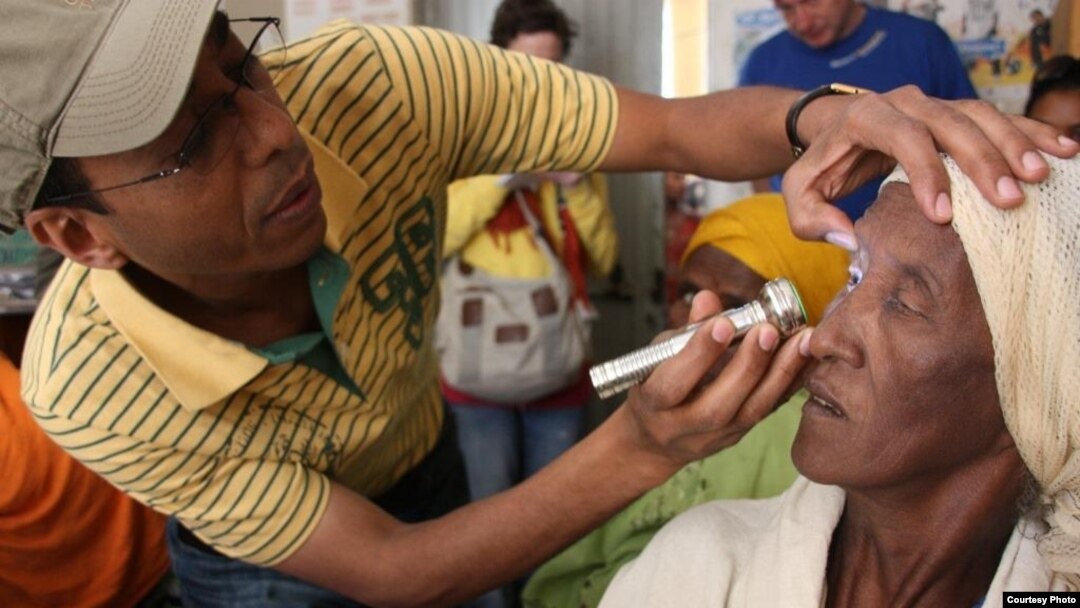 Dr. Amir Bedri examining a trachoma patient