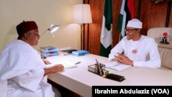 :Gwamnan Taraba Darius Isyaku yayinda yake ganawa da Shugaba Muhammad Buhari