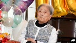 FILE - This photo provided by the city of Ashiya, Japan, shows Tomiko Itooka being celebrated on her 116th birthday at the nursing home where she lived on May 23, 2024. Itooka was the world's oldest person at her death on Dec. 29, 2024.