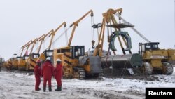 黑龍江黑河市中國石油天然氣集團天然氣管道建築工地（2018年1月25日路透社）