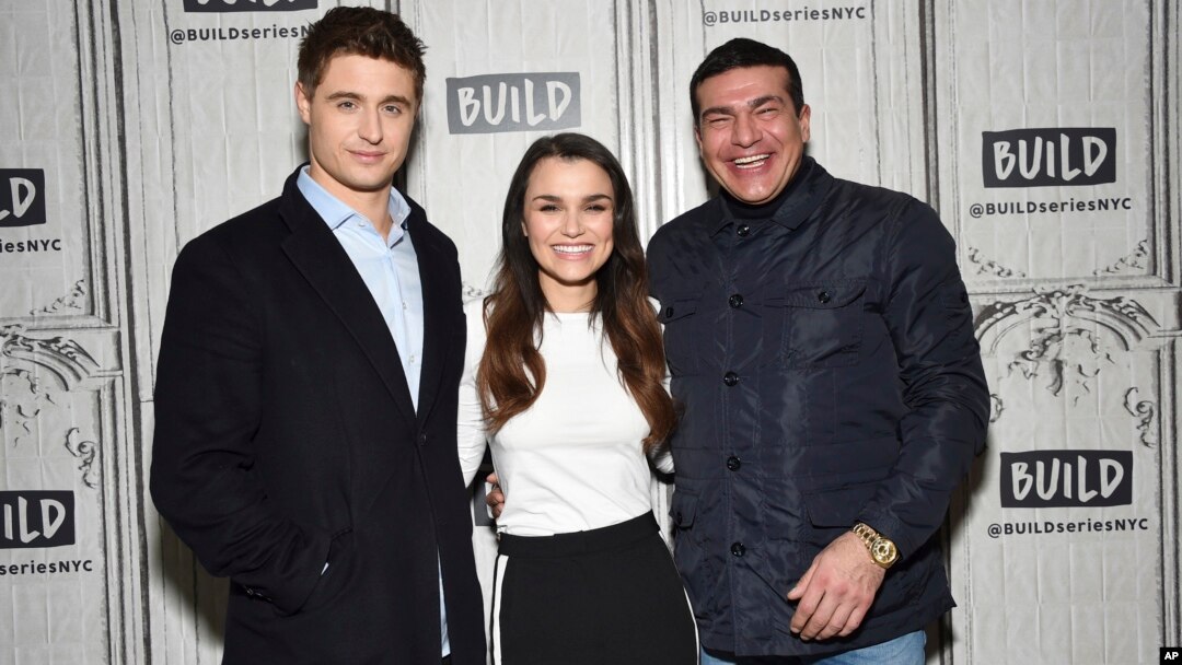Actors Max Irons (left) Samantha Barks and Tamer Hassan participate in the BUILD Speaker Series to discuss the film "Bitter Harvest" at AOL Studios, Feb. 16, 2017, in New York. 