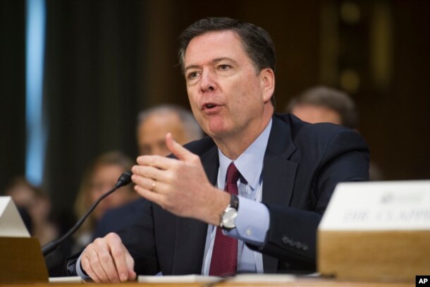 FBI Director James Comey testifies on Capitol Hill in Washington, Jan. 10, 2017, before the Senate Intelligence Committee hearing on Russian Intelligence Activities.