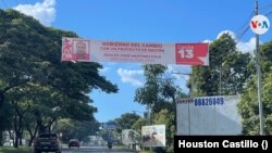 En la imagen aparece uno de los pocos carteles en alusión a las elecciones previstas dentro de un mes, en Managua, Nicaragua. Foto Houston Castillo, VOA.