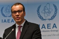 코넬 페루타 국제원자력기구(IAEA) 사무총장 대행이 21일 오스트리아 빈의 IAEA본부에서 기자회견을 했다. Dean Calma / IAEA.