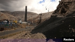 FILE - A view of the smelting complex of La Oroya in Peru's central Andes at nearly 3,800 meters (12,500 feet), in La Oroya, Peru.