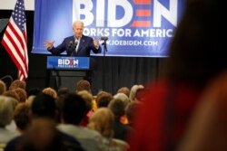 FILE - Democratic 2020 U.S. presidential candidate and former Vice President Joe Biden speaks at an event at the Mississippi Valley Fairgrounds in Davenport, Iowa, June 11, 2019