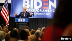 FILE - Democratic 2020 U.S. presidential candidate and former Vice President Joe Biden speaks at an event at the Mississippi Valley Fairgrounds in Davenport, Iowa, June 11, 2019