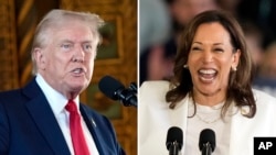 Mantan Presiden Donald Trump (kiri), dan Wakil Presiden Kamala Harris. 