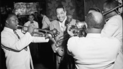 Duke Ellington and some of his musical friends at the Aquarium in New York, 1946