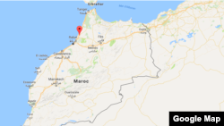 Carte de la localité où les membres ont été arrêtés Mograne, Maroc.
