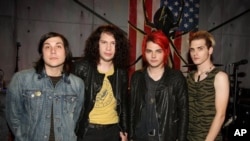 From left to right, Frank Lero, Ray Toro, Gerard Way and Mikey Way from My Chemical Romance in 2010