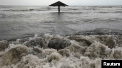 Waves of the Indian Ocean are seen crashing ashore at Mayangan village in Subang in Indonesia's West Java province. (FILE)