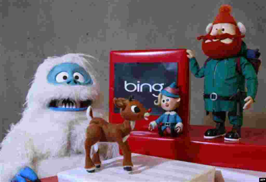 This Nov. 15, 2011 photo, shows at the Microsoft office in San Francisco, from left, The Abominable Snowman, aka Bumble, with Rudolph the Red Nose Reindeer, Hermey, and Yukon Cornelius, all figures from the animated show Rudolph the Red Nose Reindeer. (AP