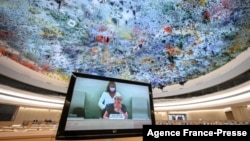 지난 13일 스위스 제네바에서 유엔 인권이사회 회의가 열리고 있다.