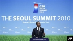 President Barack Obama speaks during his news conference at the G20 summit in Seoul, South Korea, 12 Nov 2010