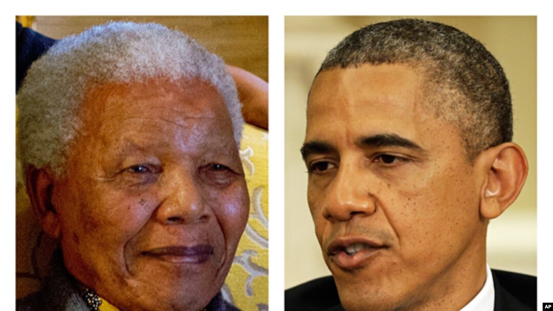 Foto Nelson Mandela (8/8/2012) dan President Barack Obama (31/5/2013).