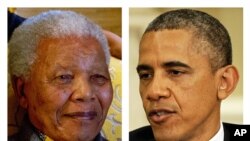 Foto Nelson Mandela (8/8/2012) dan President Barack Obama (31/5/2013).