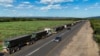 A drone view shows stranded trucks at the side of the road, near the Lebombo border outside Mbombela, South Africa, Nov. 29, 2024. Mozambique’s political instability has caused traffic congestion and delays at its borders, affecting neighboring areas. 