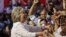 Democratic U.S. presidential candidate Hillary Clinton greets supporters during her California primary night rally held in the Brooklyn borough of New York, June 7, 2016. 